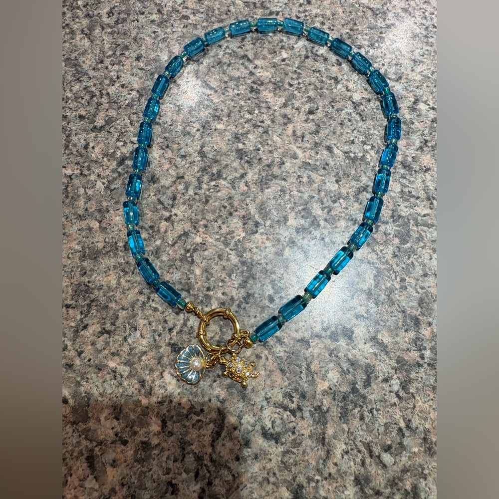Handmade Costal Charm Necklace made with Glass Beads - Picture 4 of 6